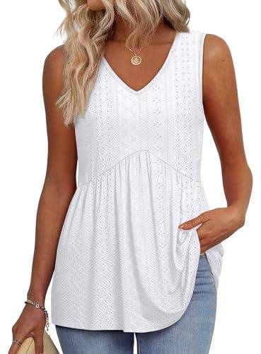 Womens Tops Fashion Clothing Cruise Outfits Cowgirl Outfits Plus Size Clothes Spring Tops Beach Vacation Essentials White Boho Tank Top Babydoll Maternity Clothes XL