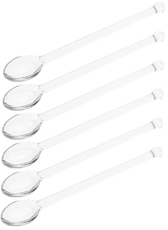 Cabilock 6piezas Cucharas De Vidrio Transparentes Para Cucharas De Medición Para Café y Cócteles Utensilios De Servicio Para Fiestas y Hogar