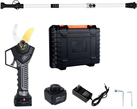 BDJSN Sécateur sans Fil, 40 Mm De Diamètre, Outils De Jardinage Électriques avec Tige D'extension, 6 À 8 Heures D'autonomie, avec 2 Batteries Au Lithium, pour Jardins, Parcs, Vergers