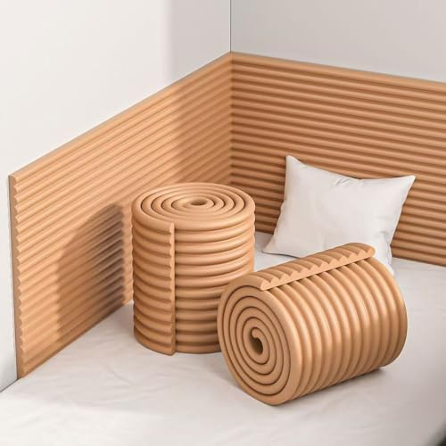 Générique Panneaux Muraux Rembourrés, Coussin Mural Autocollant Anti-Collision de 2 M D'Épaisseur 3D pour Lit Chambre, Salle de Jeux, Protection Contre la Chaleur et Le Froid,Marron,200x15x1.2cm