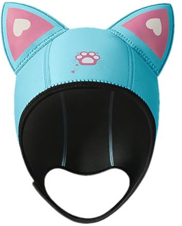 Tauchermütze mit Cartoon-Katzenohren – elastische Thermo-Kapuze, verstellbare Neopren-Mütze, dicke Neopren-Isolierung, komfortables Design mit flexibler Passform