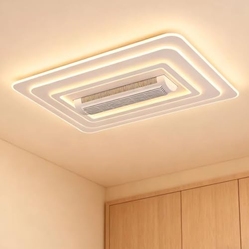 BAOJUHUIKANG Ventilateur de Plafond LED sans pales dimmable 3000K-6500K avec télécommande, Blanc, Faible Bruit pour Chambre (360W)