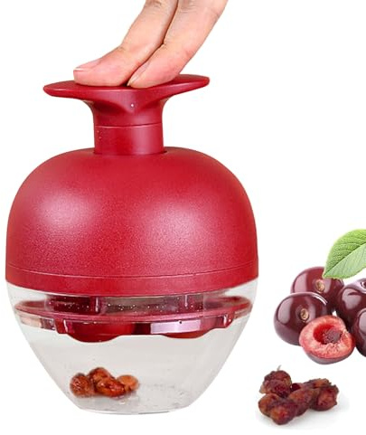 Cherry Stoner - Herramienta para picar frutas de acero inoxidable de 4 agujeros con mango de agarre cómodo, mecanismo de deslapidación eficaz, deshuesador de ciruelas de oliva fácil de limpiar |