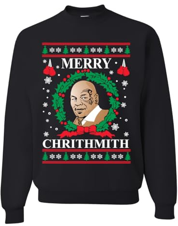 Wild Bobby Merry Chrithmith Ugly Christmas Sweater Unisex Crewneck Graphic Sweatshirt, Black, Small