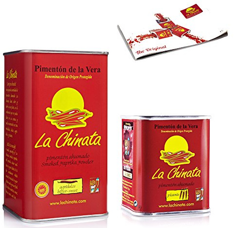 Pimentón de La Vera Ahumado pack La Chinata lata Agridulce 750g y lata 70g Picante