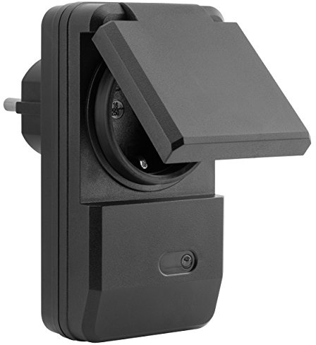 mumbi Funksteckdosen-Set Outdoor Erweiterung - 1x Funksteckdose (spritzwassergeschützt, IP44), 1100 Watt, schwarz