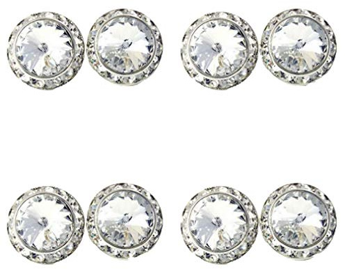 4 Pairs 15mm Rhinestone Round Shaped Acrylic Stone Inside Crystal Ear Studs For Dance Competitions Stage Performance Bridal Party Earrings Jewelry Clear