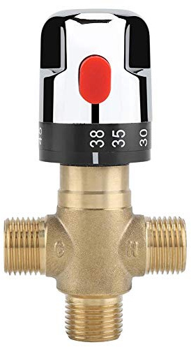 Thermostatventil, G1 / 2 Messing Thermostatmischventil Thermostatsteuerung Mischventil für Dusche, Ideal für den Einsatz im Bad, Waschraum, Küche und Waschraum