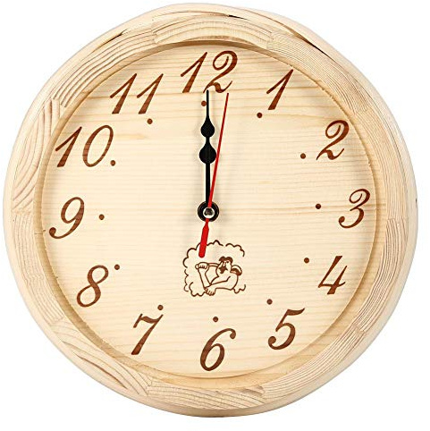 Fdit Sauna Uhr Wanduhr, 23 cm Durchmesser Saunauhr Wandbehang Holzuhr Hochtemperaturbeständig für den Home Office-Einsatz im Saunaraum MEHRWEG VERPAKUNG