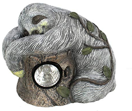 DARO DEKO Tier Figur in Stein-Optik Faultier mit LED Licht 41 x 31cm