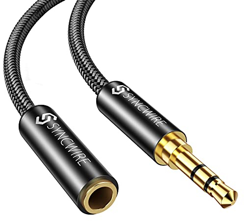 Syncwire Headphone Extension Cable - 6FT [Hi-Fi Sound][Gold Plated Jack][TRS] Nylon-Braided 3.5mm Male to Female Audio Extension Cord Compatible with iPhone iPad Smartphone Tablets Media Players