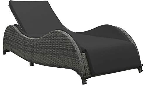 Ksodgun Sonnenliege mit Auflage Doppelliege Gartenliege Relaxliege für 2-Personen Poly Rattan Grau und Dunkelgrau