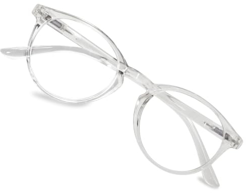 Lanomi Rund Lesebrille Blaulichtfilter für Damen Herren | Federscharnier,Leichter PC Vollrahmen,UV400-Schutz, Oval Harzlinsen, Stärken 0 bis +3,5, ideal für Bildschirmarbeit & Lesen