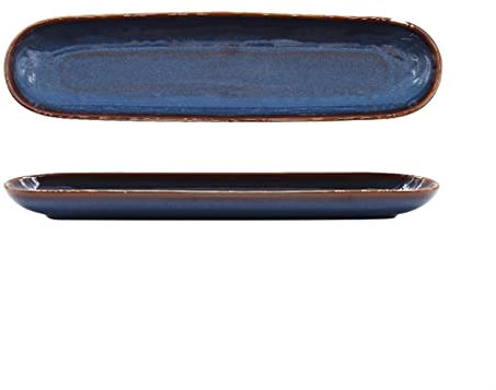 Platos colores Cena de cerámica rectangular de sushi Placas de cena oval japonesa Cocinar placa de cena 15.7 Gran placa larga microondas / lavavajillas seguro Platos hondos sopa ( Color : A )