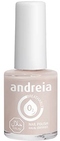 Andreia Nagellack Halal - Atmungsaktiv Luft - Wasser-Durchlässig - Ungiftig Farbintensiv - Naturkosmetik - Farbe B24 Heller Akt 10.5 ml
