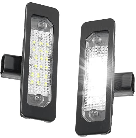 X AUTOHAUX LED License Plate Light Tag Lamp Assembly for Ford for Mustang Focus Fusion for Mercury Sable for Lincoln MKS Full LED Rear Number License Plate Lamp White Light 8T5Z13550A 2pcs