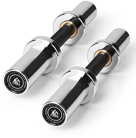 LIONSCOOL Paire d'haltères olympiques rechargeables de qualité commerciale de 40,6 cm/50,8 cm pour musculation, compatibles avec les disques standard de 5 cm (chrome argenté, 40,6 cm)
