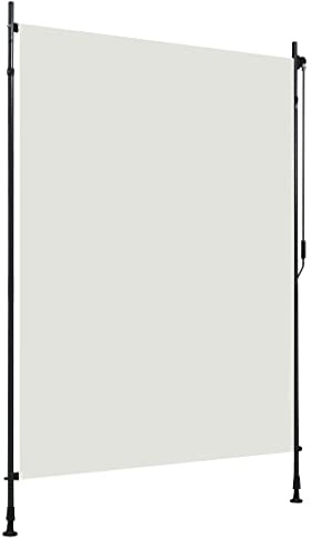 WIFESE Estor para exteriores, 150 x 270 cm, color crema, sin agujeros, funcionamiento con manivela, toldo de pared lateral, para exteriores, protección visual, terraza, balcón o pérgola, terraza,