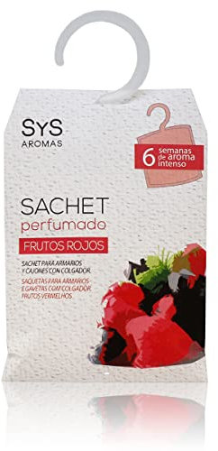 Sachet Perfumado Aroma Frutos Rojos con Colgador 12g SYS Aromas. sobre con Olor Duradero. Saquito con Fragancia para Armarios, Cajones, Ropa, Zapatero y Maletas.