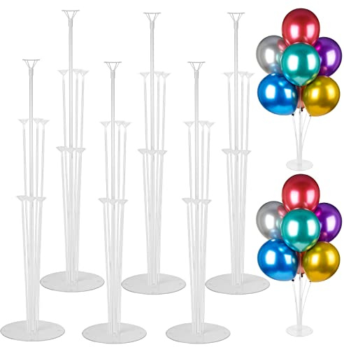 Voircoloria 6 Sets Balloon Stand Kits, Balloon Sticks Holders with Base for Table Graduation Birthday Baby Shower Gender Reveal Party Decorations
