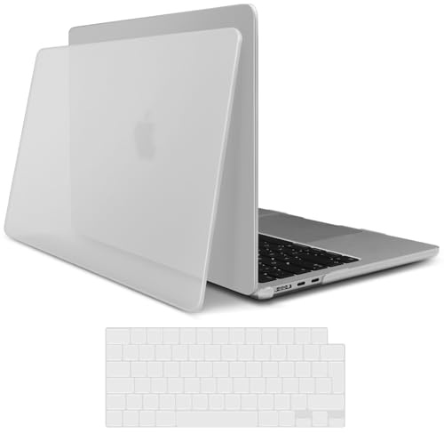 TECOOL Hülle Kompatibel mit MacBook Air M3 M2 13.6 Zoll 2022-2024 (A3113 A2681), Anti-Fingerabdruck Ultradünne Hartschale Schutzhülle Case mit Tastaturschutz (EU Layout), Gefrostet Klar