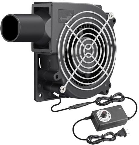 Wathai 120mm x 32mm Dual Ball Blower Fan 12V with 110v - 240v AC Plug Variable Speed Controller - High Velocity Squirrel Cage Fans for DIY Cooling Projects, BBQ, Drum Smoker