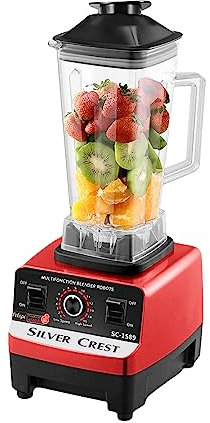 Licuadora Multifuncional for Batidos Exprimidor De Batidos Picadora De Hielo Molinillo De Granos Eléctrico 4500W 15 Velocidades De Rotación, Enchufe Rojo Reino Unido