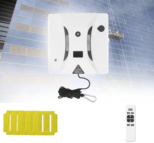DESHVA Electric window cleaning robot, cordless window vacuum cleaner with power outage protection and safety rope 2800Pa suction power automatic water spray, suitable for high windows, outdoor