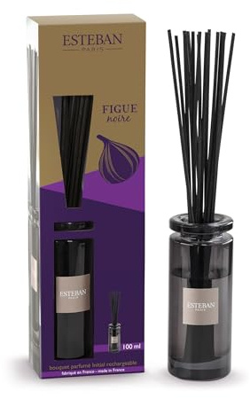 Esteban - Raumduft mit Duftstäbchen - Diffuser mit Stäbchen - Duftstrauß - Dauerhafte Kaltverdunstung - Schlichtes Design für Dekorative - Langanhaltend Lufterfrischer - 100 ml - Schwarzfeige