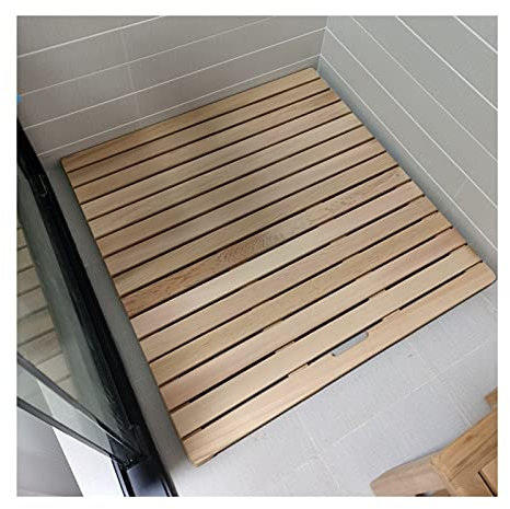 duschmatte rutschfest badematte rutschfest badematte Holz Duschbadematte aus Naturholz, rutschfeste, gratfreie Badezimmer-Ablaufmatte, wasserdichtes Fußpolster für Sauna, Küche, Balkon, Indi