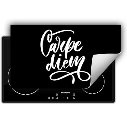 DarHaus Placa protectora vitroceramica 90x52 cm - Antideslizante Vinilo - Tapa protectora vitroceramica - negro - Carpe diem