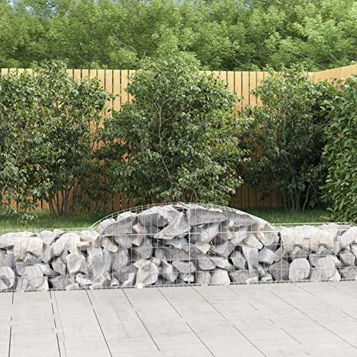 ShCuShan Gabionen mit Hochbogen 5 STK. 300x50x40/60 cm Verzinktes Eisen GabionenköRbe WasserzapfsäUle Garten Gabionen Zaun Gabionensteine