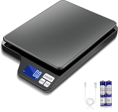 Küchenwaage Digital USB-Aufladung, 5KG/0.1g Tara Funktion, Waage küchen mit Großer Edelstahl Küchenwaage zum Backen und Kochen,Messen von Zutaten, Schmuck so weiter Abschaltautomatik,Tara-Funktion