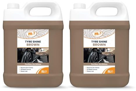 Filo Brown Tyre Shine 2x5L - Premium Tyre Dressing Gel for Automotive Detailing - Achieve a Deep Black Tyre Shine Wet Look - Weatherproof Silicone Formula - High Gloss Wheel Treatment