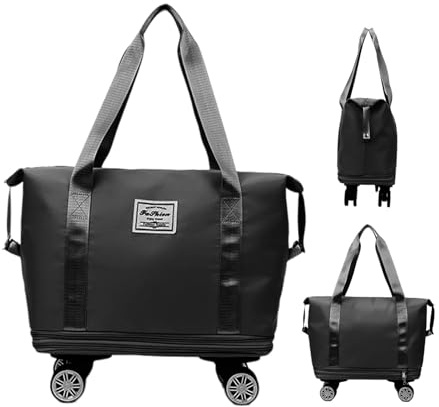 Aizuoni Reisetaschen Mit Rollen, Rollbare Handgepäck Tasche, Sporttasche Mit Rollen, Erweiterbare Weekender Damen, Abnehmbare Rollgepäcktasche |wasserdichte Reisetasche Mit Rollen Und Rollen