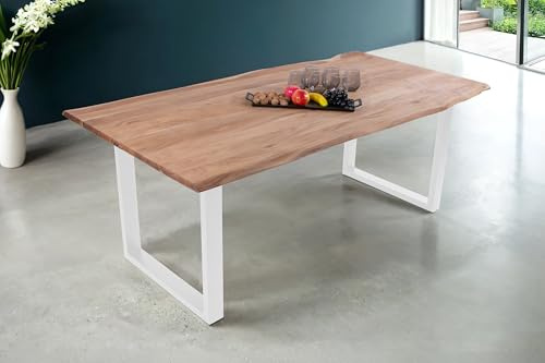 SAM Esstisch Dana 160x85 cm Akazie Eiche Baumkante U-Gestell weiß