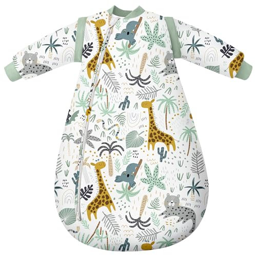 Yoofoss Schlafsack Baby Winter 3.0 Tog - 78cm/6-12 Monate mit abnehmbaren Ärmeln Winterschlafsack Baumwolle Babyschlafsack Warm für Jungen Mädchen Neugeborene