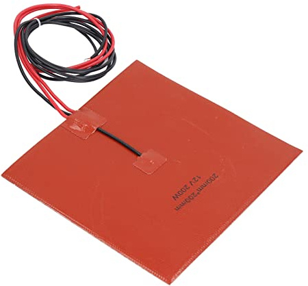 Silikon-Heizmatte, Pad-Heizung 180 °C, 200 X 200 Mm, 200 W, 12 V oder 24 V, Zubehör für 3D-Drucker-Hotbed DC24 V mit 100 K-Thermistor und Selbstklebender Rückseite, Ender 3 3s