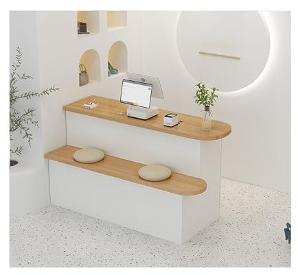 Moderner Empfangstresen-Schreibtisch mit abschließbaren Schubladen für Bekleidungsgeschäft und Firmenrezeption, kleiner Empfangsraum, Tisch, Büro, Kasse, Stationen (weiß)