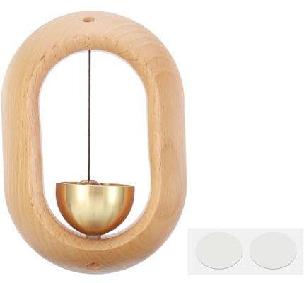 PATIKIL Timbre de Vendidor, Timbre de Puerta de Madera con Campanillas Magnéticas Timbre de Puerta de Metal con Autoadhesivo para la Apertura de Negocios, Beige, Ventana
