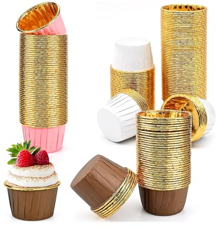 Logei Mini Muffins Papierförmchen， 150 Stück Cupcake Förmchen Muffinförmchen Papier Muffin Förmchen aus Aluminiumfolie，Wasserdicht und Ölfest Backförmchen Papier für Hochzeit Geburtstag Weihnachtsfei