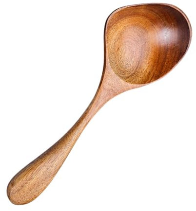 Cabilock Cuchara Sopera de Madera para Servir Comida con Punta Inclinada, Utensilio de Cocina Resistente y Fácil de Limpiar, Adecuado para Hogar, Restaurantes y Salsa