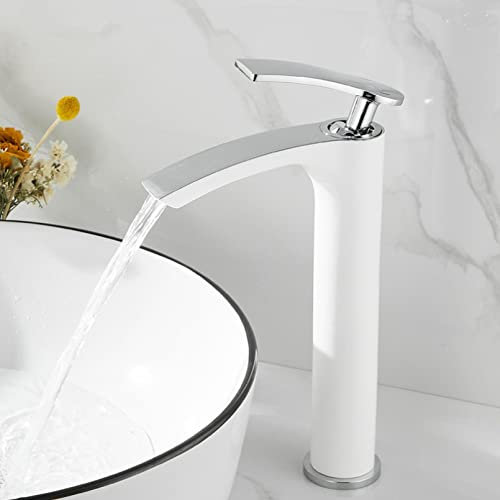 Moderner Messing-Badezimmerarmatur, goldfarben und schwarz, Waschtischarmatur für Waschbecken, Deckmontage, Warm- und Kaltwasserhahn mit weißem und goldfarbenem Design
