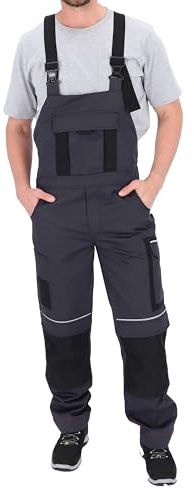 ELIWORX Latzhose Herren mit Stretch – Lange Arbeitshose für Männer mit Werkzeugtaschen – Robuste Arbeitskleidung für Handwerk, Bau & Heimwerker – bequem & strapazierfähig - Anthrazit - 50
