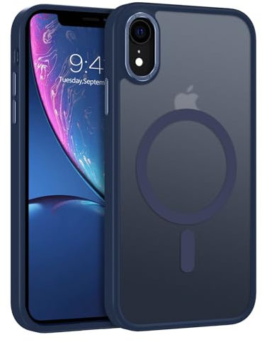 GUAGUA Magnetic for iPhone XR Phone Cases, iPhone XR Case [Compatible with MagSafe] [Military Grade Protection] Translucent Matte Back Slim Shockproof Anti-Scratch Phone Cover 6.1-Inch, Deep Blue