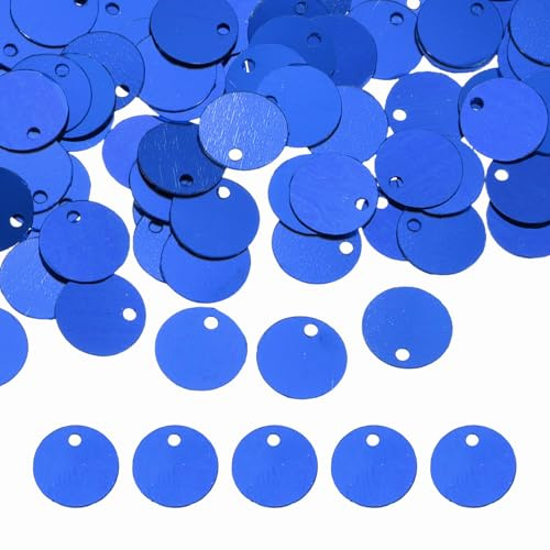 sourcing map Lentejuelas redondas planas, 600 piezas de 10 mm, color azul zafiro, lentejuelas de costura con un solo agujero lateral para bricolaje, ropa bordada, fabricación de joyas