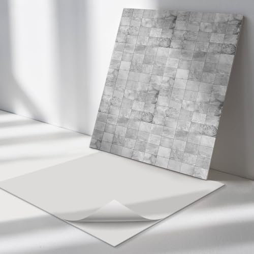 Vinyl Paneel Quadratisch 50x50 cm 4 Stück für Küche, Badezimmer und Büro Vinylplatten Selbstklebend Wand und Boden Bodenbelag Wandpaneele Spritzschutz - Muster aus Steinfliesen