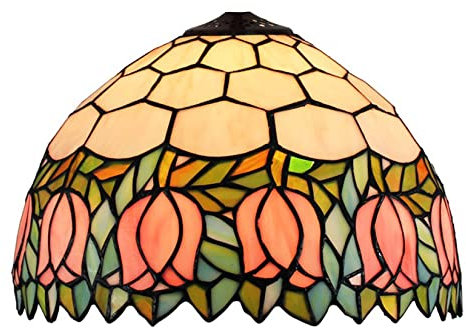 WDCDYQDH Tulipe Rose Raisin Baroque Tournesol Lys Tiffany Abat-Jour de Remplacement en Verre teinté pour Lampe de Table, plafonnier, Abat-Jour coloré Uniquement L12 x H7 Rose