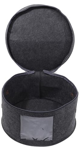 Cabilock Caja Organizadora Redonda Para Sombreros Con Ventana Transparente y Tapa Contenedor Portátil Para Almacenamiento De Fieltro y Sombreros De Playa Con Diseño Para Viaje Color Gris Os