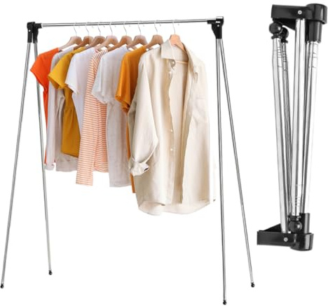 DASIAUTOEM Tragbarer Kleiderständer Klappbar, Ausziehbarer Kleiderstänge, Verstellbarer Reise Kleiderständer, Leicht Clothes Rack, Faltbarer Wäschereck für Wäsche Reisen Tanz Camping